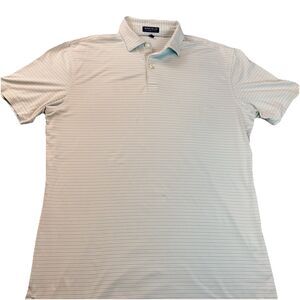 Peter Millar Mens Golf Polo Shirt Summer Comfort SZ Large Light Green Stripe
